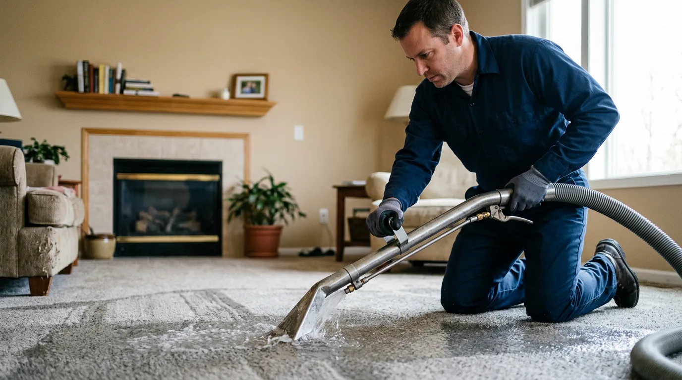 Water damage restoration technician working near Conley, GA